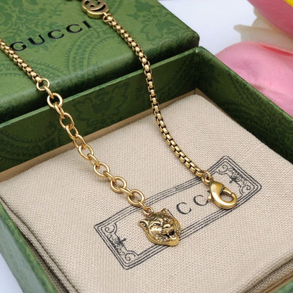 GG Interlocking G Red Flowers Necklace