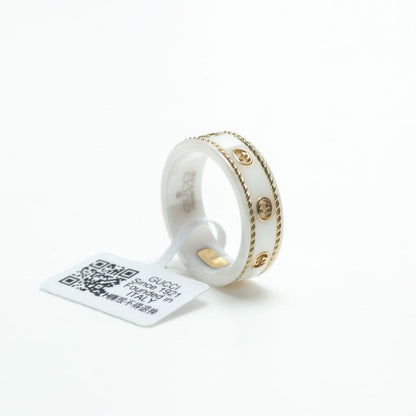 GG Interlocking G Icon White Zirconia Ring