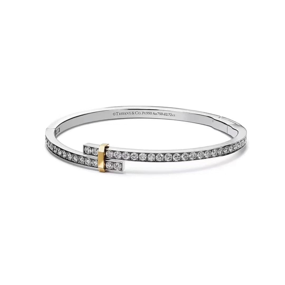 Tiff Edge Hinged Bypass Bangle Bracelet
