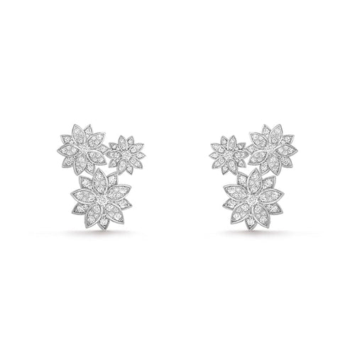 18k Van Cleef & Arpels Lotus Three Flowers Earrings