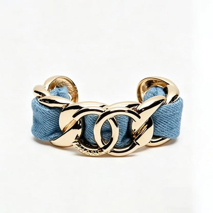 CC Denim Braided Gold Cuff Bracelet