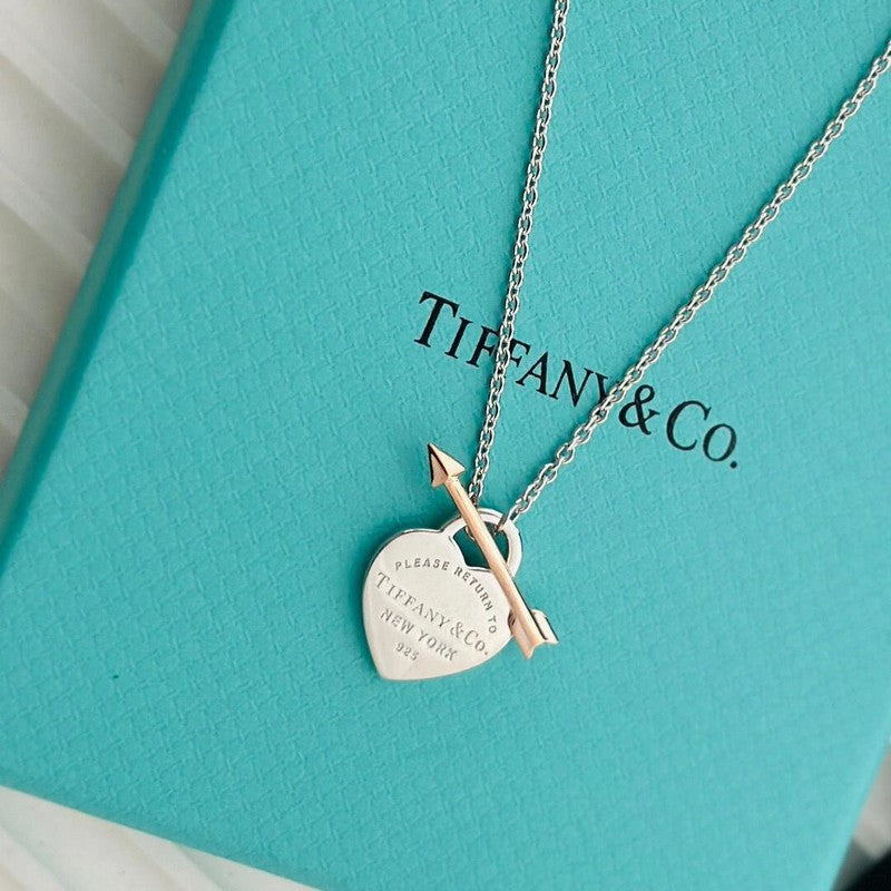 Tiff Heart Bow Necklace