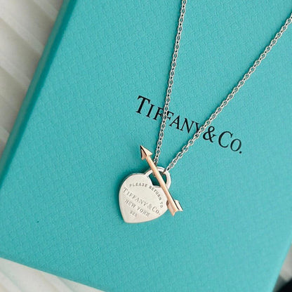 Tiff Heart Bow Necklace