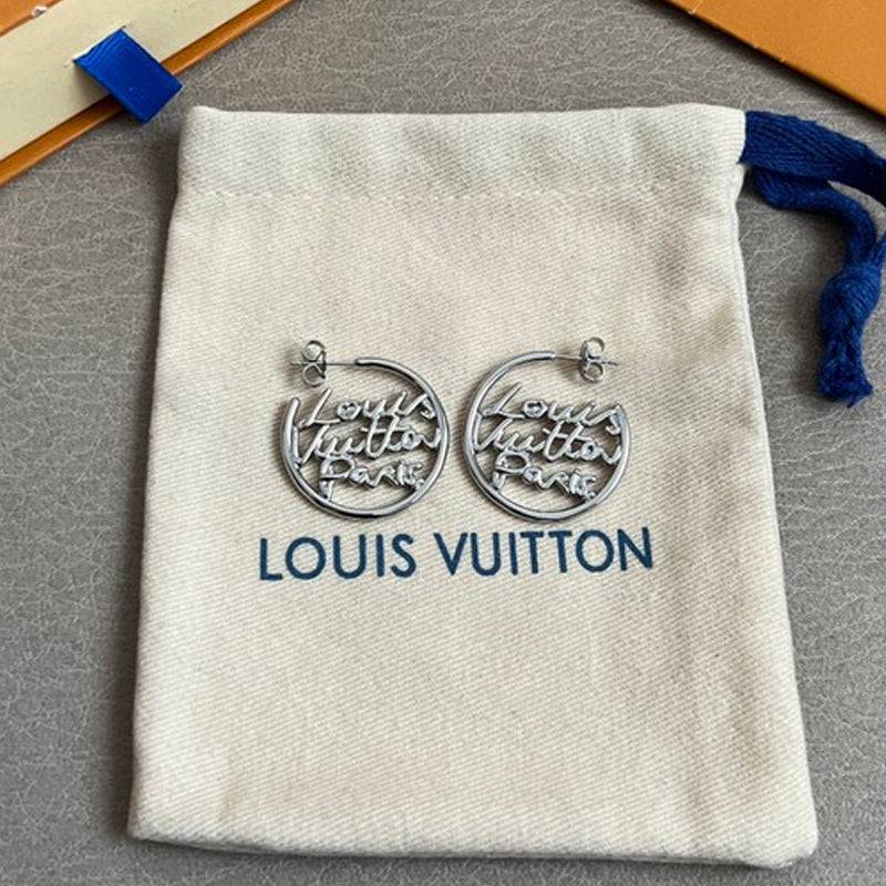 Louis Script Gold Earrings
