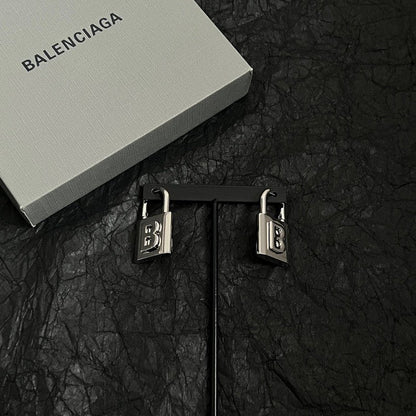 BB Lock White Gold Earrings