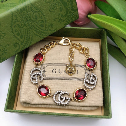 GG Interlocking G Red Crystal Bracelet
