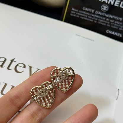 CC Pearl Heart Earrings