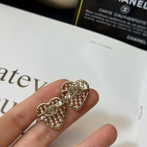 CC Pearl Heart Earrings