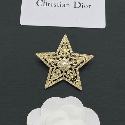 CD Star Diamond Gold Brooch