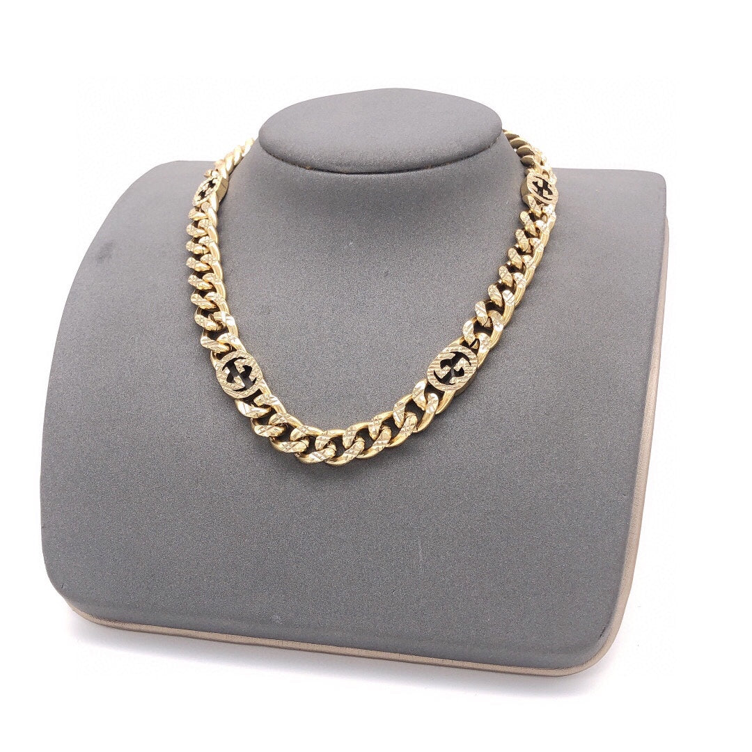 18K GUCCI GG Chain Diamonds Necklace