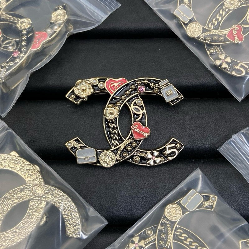 CC Black & Red Heart Brooch