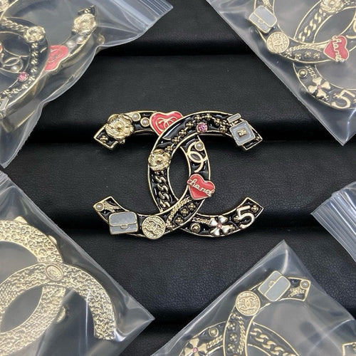 CC Black & Red Heart Brooch