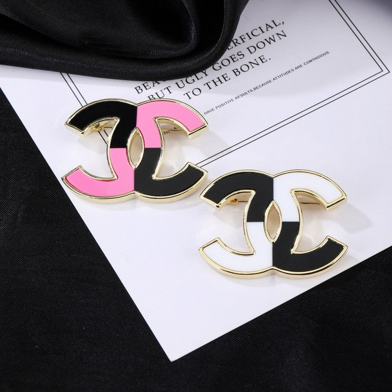 CC Pink & White Gold Brooch