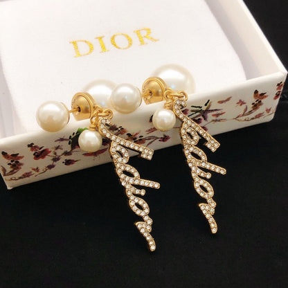 CD J'Adior Long Diamond Earrings