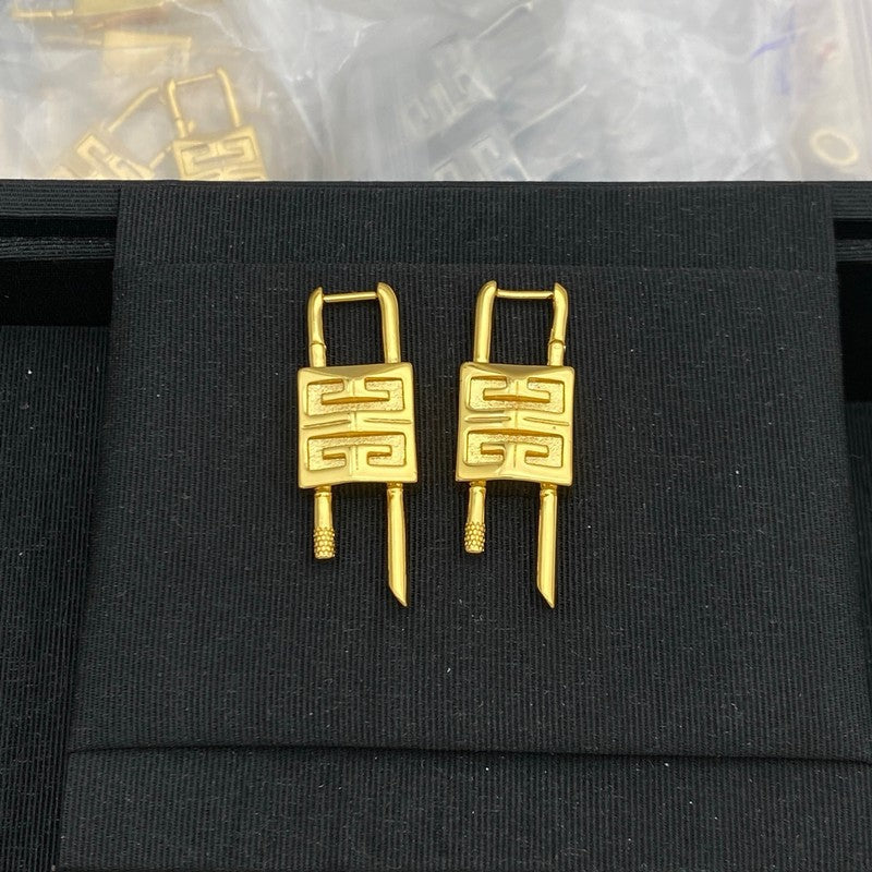 Given Lock Gold Earrings