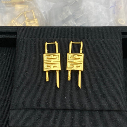 Given Lock Gold Earrings