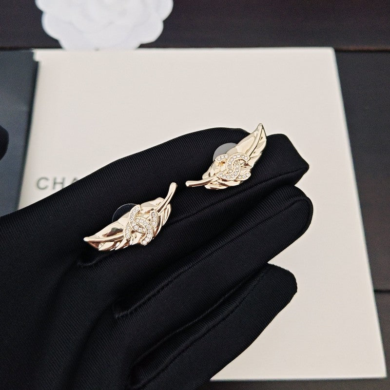 CC Diamond Leaf Earrings