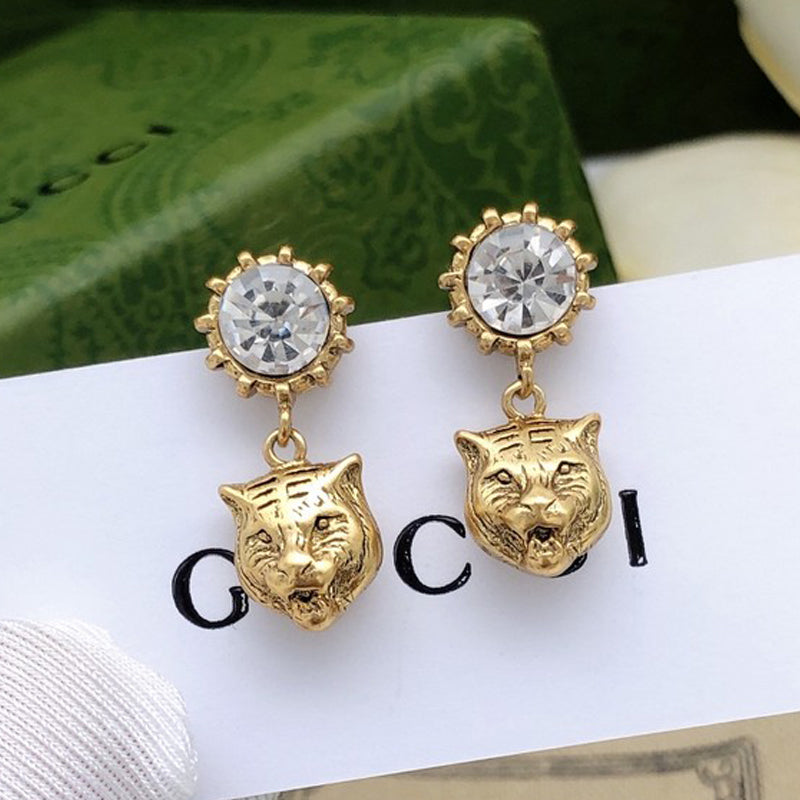 GG Tiger Crystal Earrings