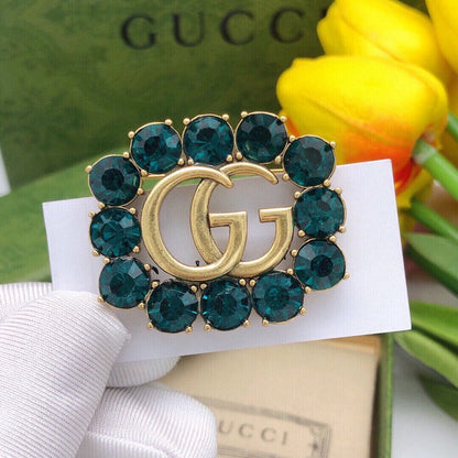 GG Grren Crystal Brooch