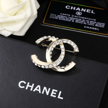 CC Pave Diamond Gold Brooch