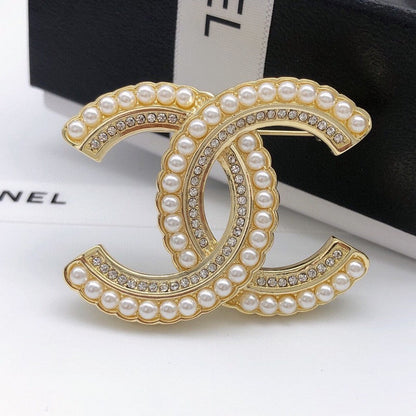 CC Pearl & Diamond Gold Brooch