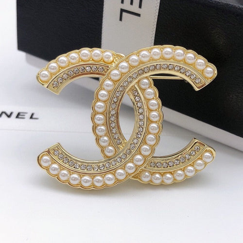 CC Pearl & Diamond Gold Brooch