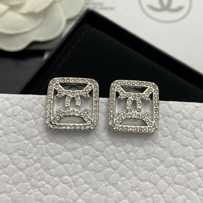 CC Pave Diamond Square Earrings