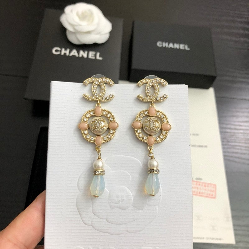 CC Pink Compass Long Earrings