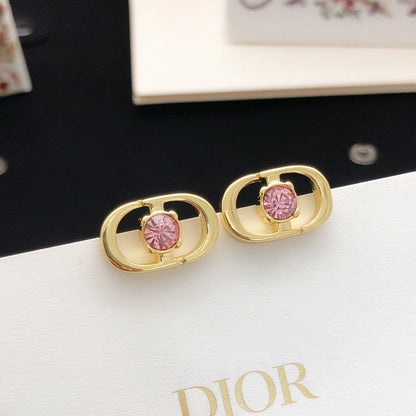 CD Pink Crystal Gold Earrings