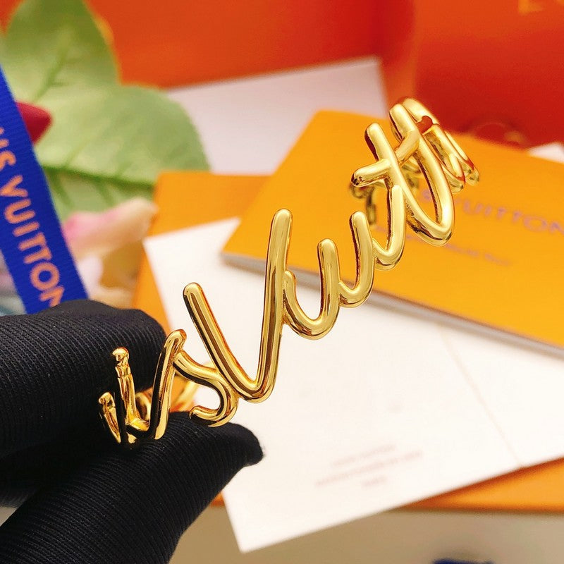 Louis Script Gold Cuff Bracelet
