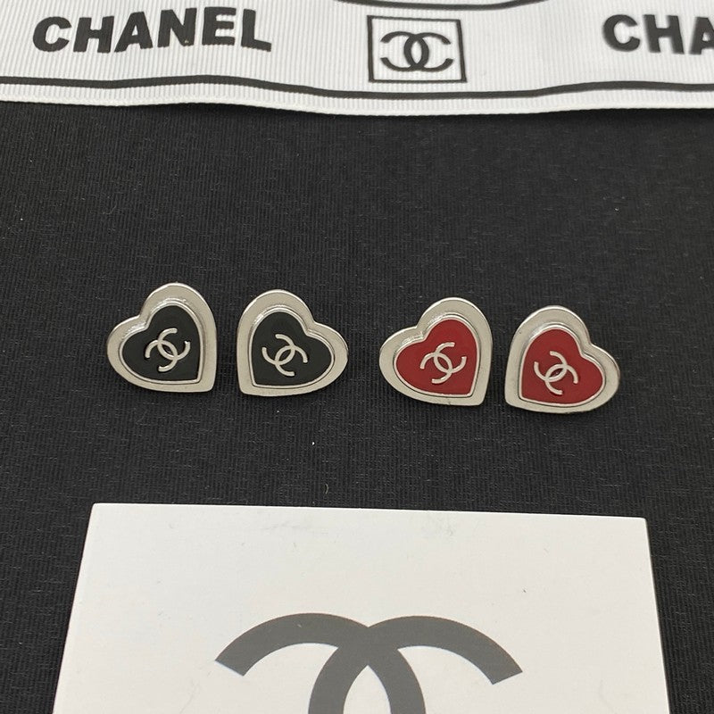 CC Black & Red Heart Gold Earrings