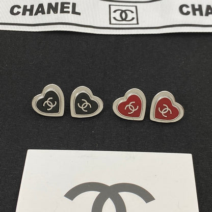 CC Black & Red Heart Gold Earrings