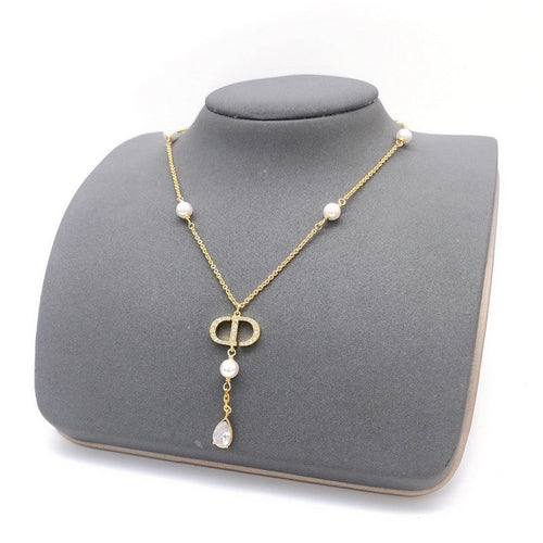 CD Pearls Gold Chain Necklace