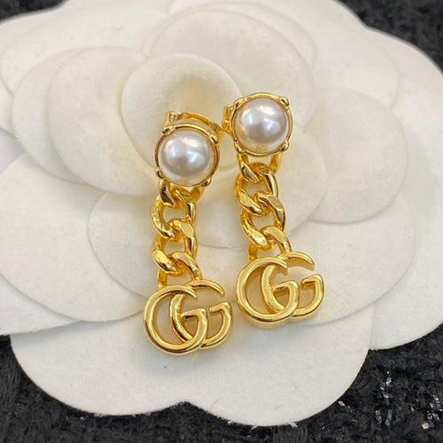 GG Pearl Chain Earrings