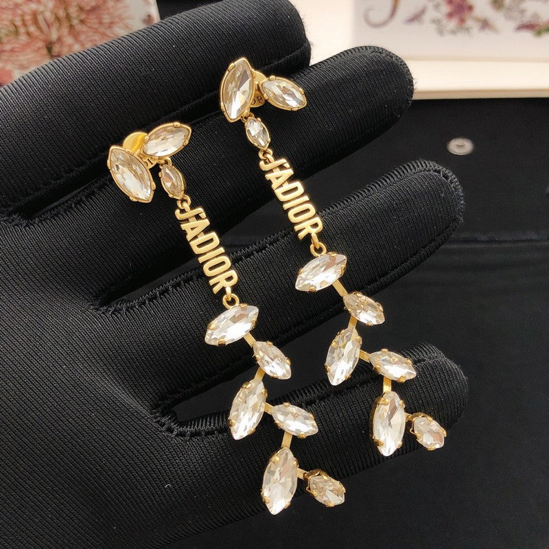 CD Tribales Tree Crystal Long Earrings