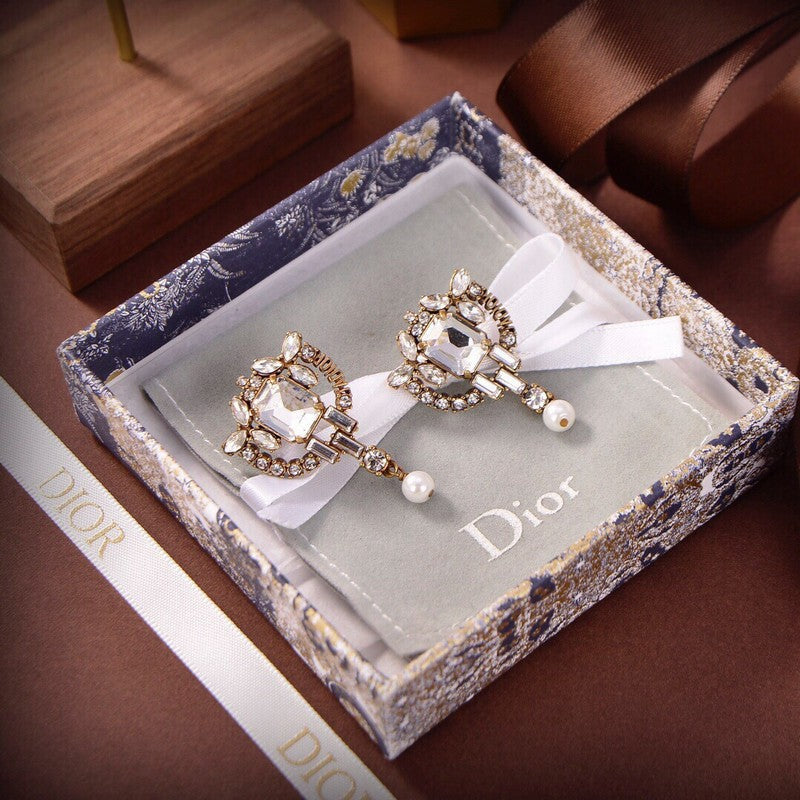 CD Crystal Gold Earrings