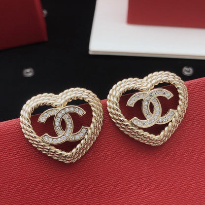 CC Heart Diamond Earrings
