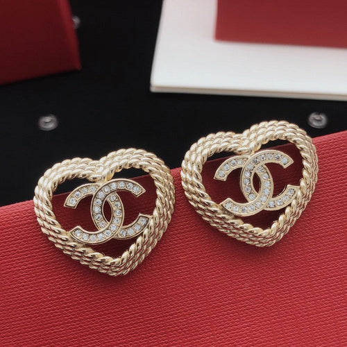 CC Heart Diamond Earrings
