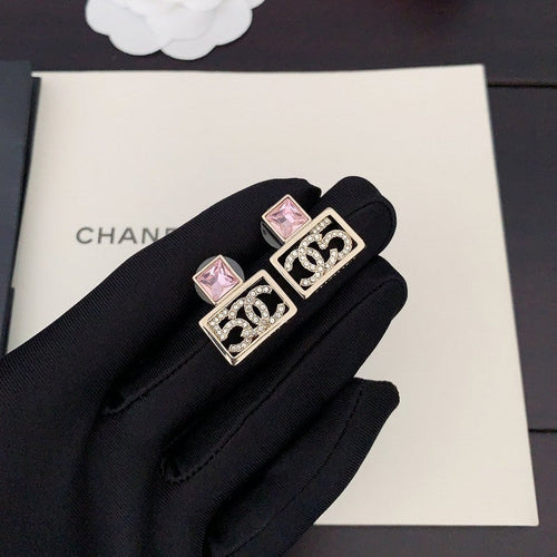 CC Pnk Crystal Diamond Earrings