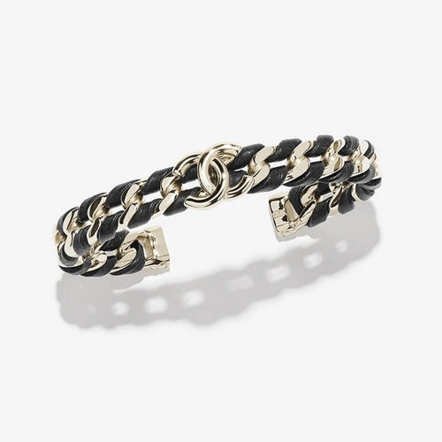CC 26C Black Leather Cuff Bracelet