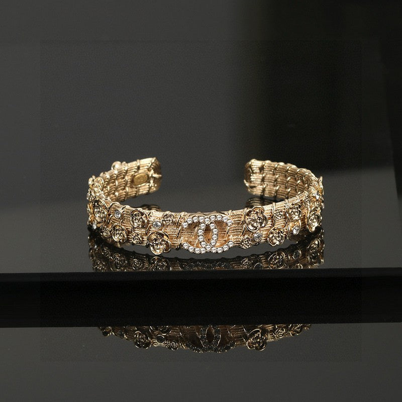 CC Flower Diamond Cuff Bracelet