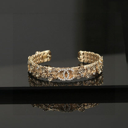 CC Flower Diamond Cuff Bracelet