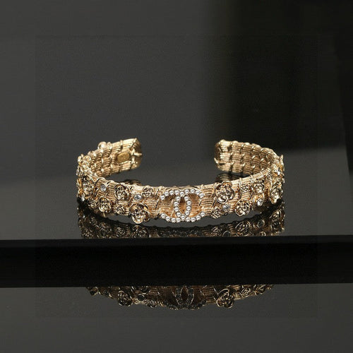 CC Flower Diamond Cuff Bracelet