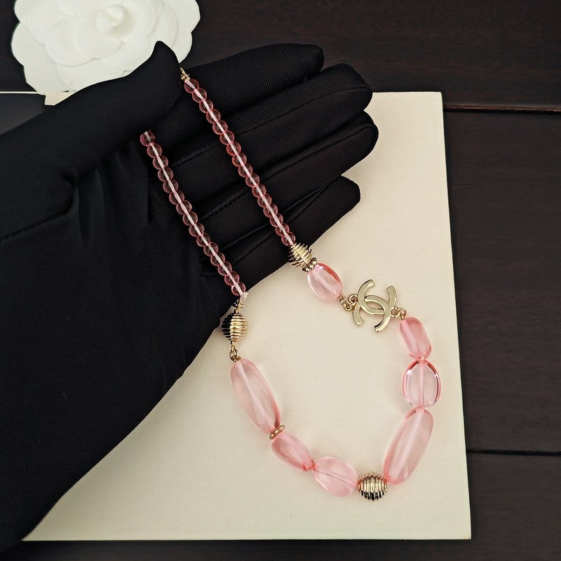 CC Pink Resin Beads Necklace