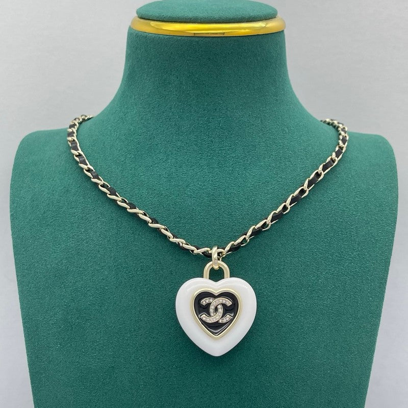 CC Heart Leather Necklace