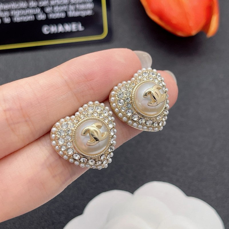 CC Heart Diamond Earrings