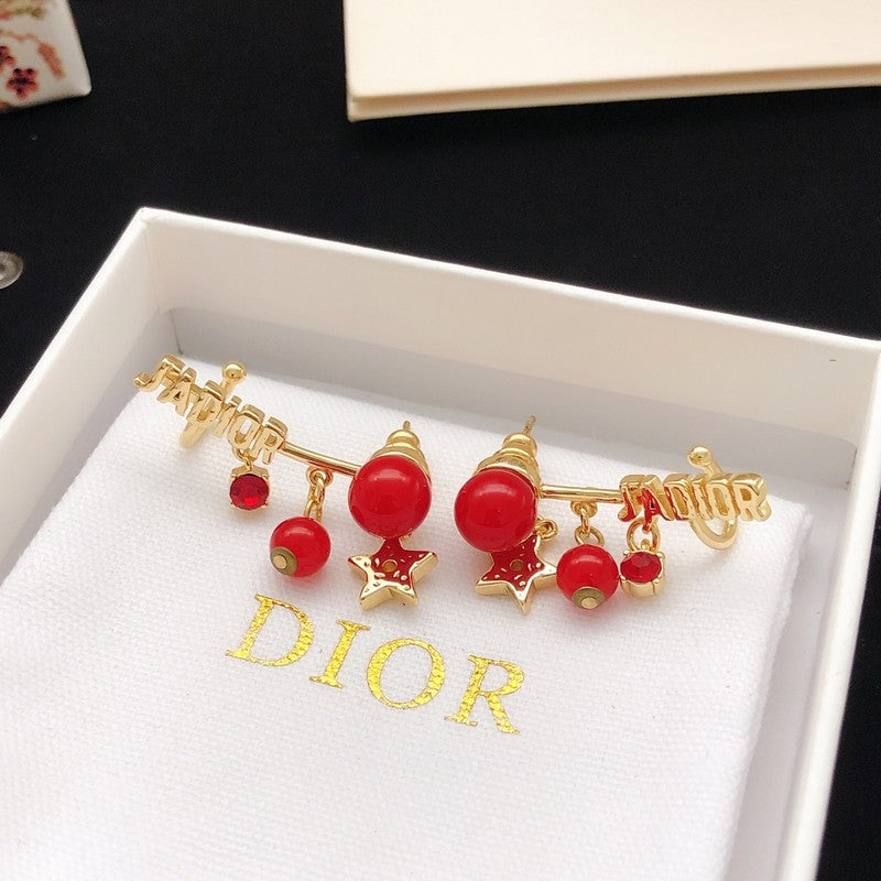 CD Tribales Red Pearl Earrings