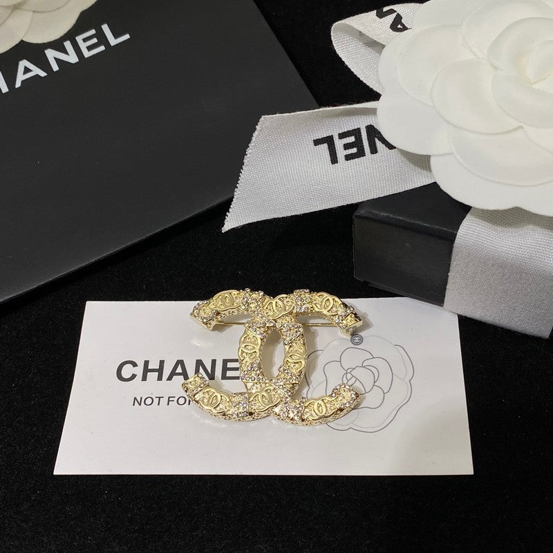 CC Diamond Gold Brooch