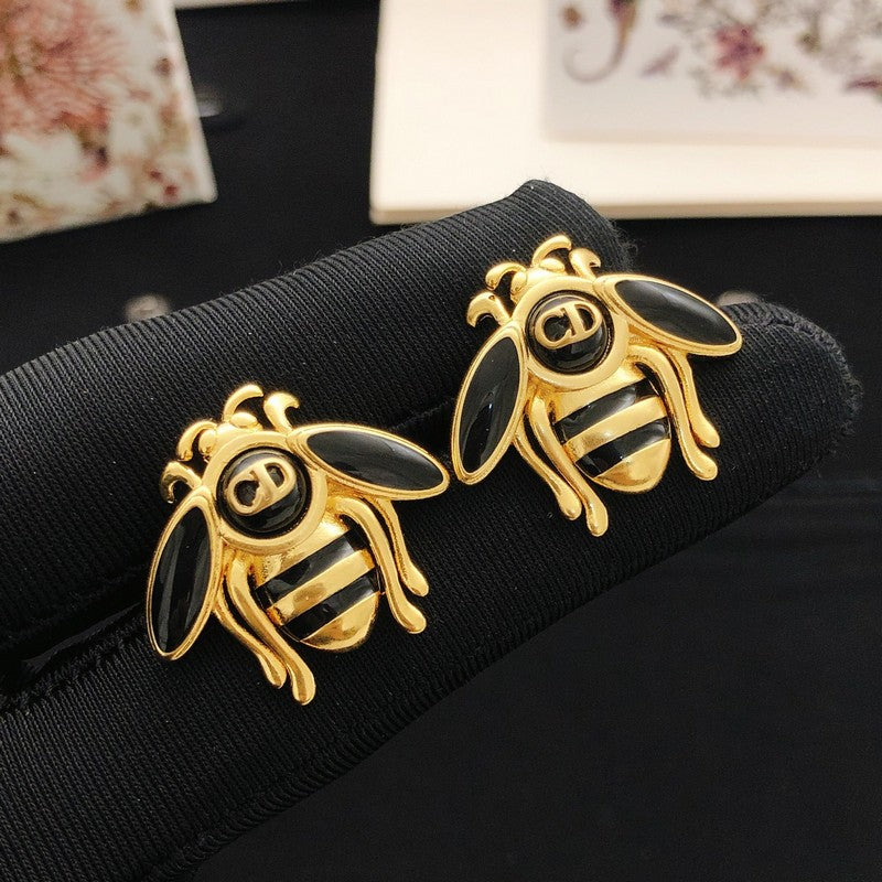 CD Black Gold Bee Earrings