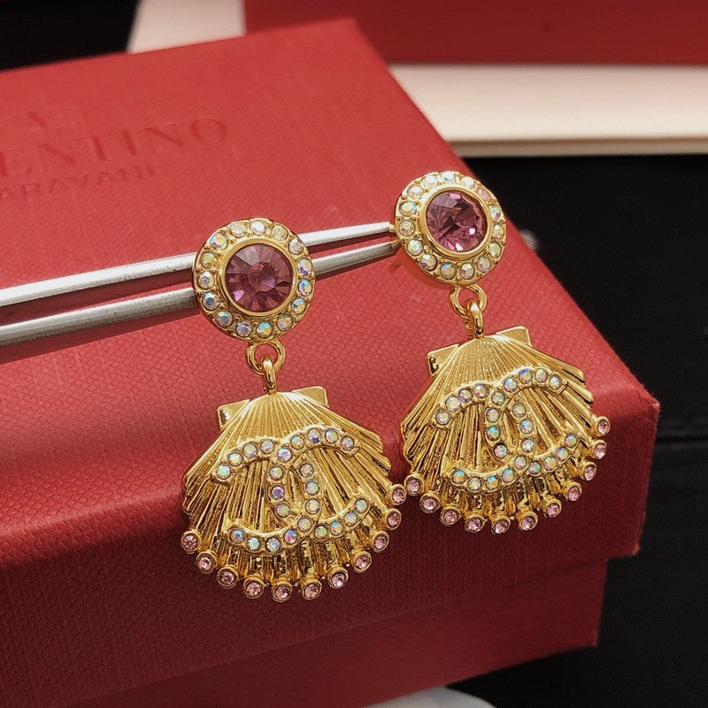 CC Color Crystal Seashell Earrings